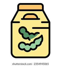 Soy drink pack icon outline vector. Vegetable milk. Vegan food color flat