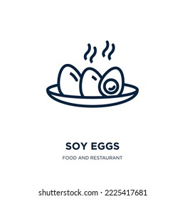 soy eggs icon from food and restaurant collection. Thin linear soy eggs, egg, lactose outline icon isolated on white background. Line vector soy eggs sign, symbol for web and mobile