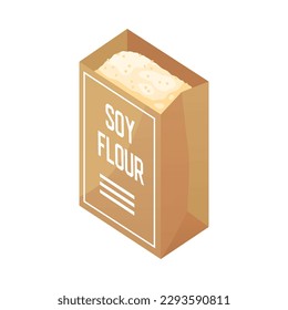 Soy flour pack isometric icon vector illustration