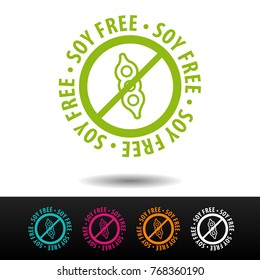 Soy free badge, logo, icon. Flat vector illustration on white background. Can be used business company.