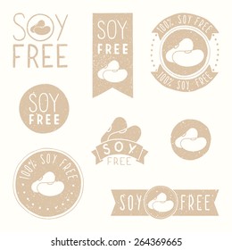 Soy free badges retro style