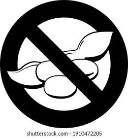 Soy free black monochrome symbol icon on white background. Food product badge vector illustration.