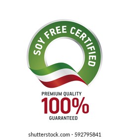 Soy Free Certified green ribbon label logo icon