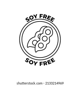 Soy Free Food labelicon in black line style icon, style isolated on white background