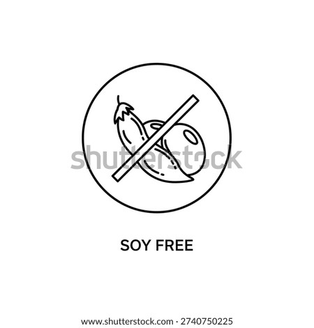 Soy free icon. no soy linear sign. allergy food symbol