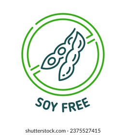 Soy free icon and sign, isolated vector symbol of crossed-out soybean promoting soy-free diets or allergy-friendly products does not contain soy, for individuals who are allergic or intolerant to soy