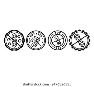 soy free icon symbol sign badge round shape circle vector design black white color template 