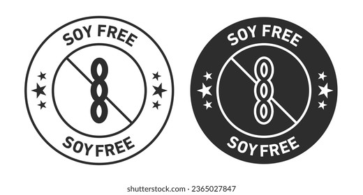 Soy free Icons set in black filled and outlined.