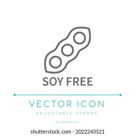 Soy Free Line Icon. Allergen Free Vector Symbol.