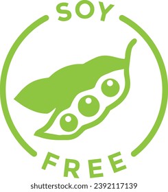Soy Free Symbol Vector Illustrations Icon On A White Background. Soy Free Foods Green Vector Icon. 