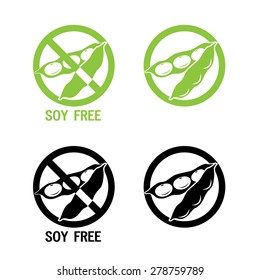 Soy Free Symbol Vector Illustrations Icon On A White Background. Soy Free Foods Green Vector Icon. 