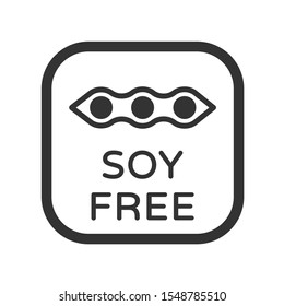 Soy free vector icon. Product free allergen ingredient symbol. No soy vector icon. Food intolerance stock vector illustration for printing on food packaging