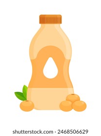  Sojamilchflasche. Flaches Symbol auf weißem Hintergrund. Milchalternative Konzept für vegane und laktoseintolerante Verbraucher. Perfekt für gesundheitsorientiertes Branding und Displays für Lebensmittelgeschäfte