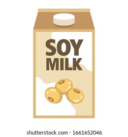 Soy Milk Box On White Background, Vector Illustration