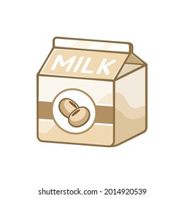 Soy Milk Carton Clipart Element. Cute Simple Flat Vector Illustration Design. Soya Bean Flavor Dairy Drink Print, Sign, Symbol.