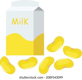 Soy Milk Carton And Soybeans Vector