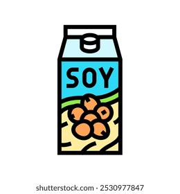 soy milk carton vegan food color icon vector. soy milk carton vegan food sign. isolated symbol illustration