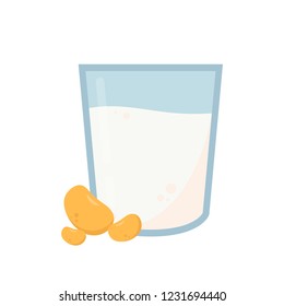 Soy milk cartoon vector. soy bean vector. free space for text. copy space.