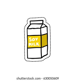 soy milk doodle icon, sticker