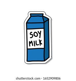 Soy Milk Doodle Sticker, Vector Illustration