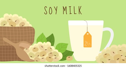 Soy milk flat vector illustration,soy milk advertising