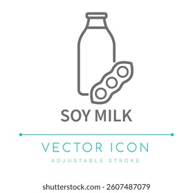 Soy Milk Food Line Icon, Vegan Milk Types Packaging Label, Non-Dairy Milk Food Ingredients Logo