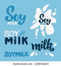 Soy milk hand lettering label with doodles