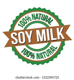 Soy milk label or sticker on white background, vector illustration