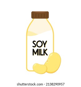 Soy milk logo design. Soy milk in glass bottle vector. Soy milk doodle symbol.