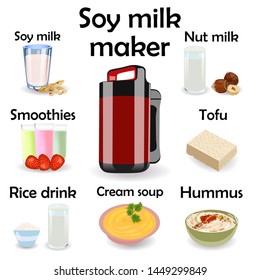 Soy milk maker or soy cow. Grain blending machine. fresh milk for healthy eating, organic drink.