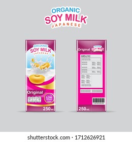 Soy Milk Slash Vector Organic Packaging Template Background for Product for Kids.