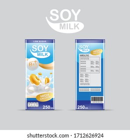 Soy Milk Slash Vector Organic Packaging Template Background For Product For Kids.