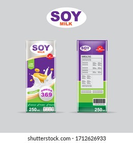Soy Milk Slash Vector Organic Packaging Template Background for Product for Kids.