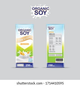 Soy Milk Slash Vector Organic Packaging Template Background For Product For Kids.