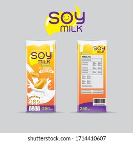 Soy Milk Slash Vector Organic Packaging Template Background for Product for Kids.