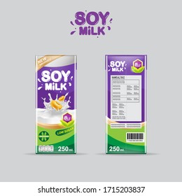 Soy Milk Slash Vector Organic Packaging Template Background for Product for Kids.