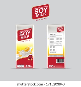 Fondo de la plantilla de empaquetado orgánico vectorial de la leche de soja para productos para niños.