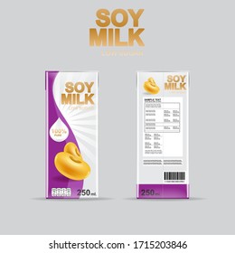 Soy Milk Slash Vector Organic Packaging Template Background for Product for Kids.