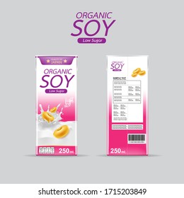 Soy Milk Slash Vector Organic Packaging Template Background for Product for Kids.