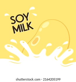 Leche de soja. Soja en un batido de leche. Ilustración vectorial. Vector de soja.