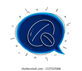 Icono de la línea de tuerca de soja. Burbuja de chat con sombra. Señal de los locos. Símbolo de comida vegana. Icono de nuez delgada de soja. Vector