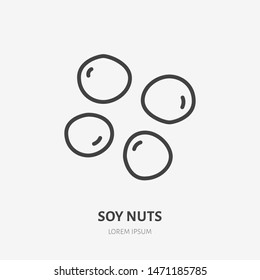 Soy nuts flat line icon. Vector thin sign of nut, healthy food outline illustration. Soy nuts flat line icon. Vector thin sign of nut, healthy food outline illustration.