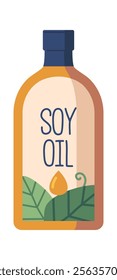 Soy oil in glass bottle