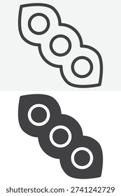 Soy pod icon set in line and solid style. Outline and filled soybean pod icon with editable stroke vector sign and symbol for organic vegan protein and plant food.