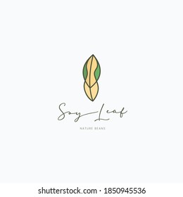 Soy pod with Leaf logo icon sign symbol design concept. Vector illustration template