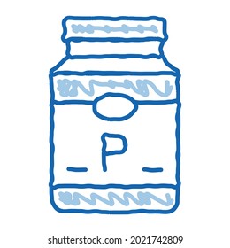 soy protein bottle sketch icon vector. Hand drawn blue doodle line art soy protein bottle sign. isolated symbol illustration