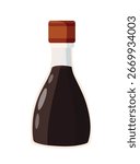 Soy sauce bottle. Flat vector clipart, illustration with isolated background.