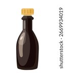 Soy sauce bottle. Flat vector clipart, illustration with isolated background.