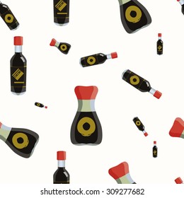Soy sauce bottle icon seamless pattern vector illustration
