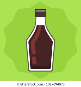 Soy sauce bottle on green background, vector illustration